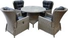 AVH-Collectie Marina Riccione dining tuinset 110 cm rond 5-delig grijs verstelbaar