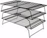 Grille de refroidissement - Jeu de 3 - 40 × 25 × 6,6 cm - Acier inoxydable - Noir - Grille de cuisson pour pâtisserie