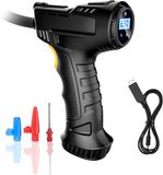 Allesto Pompe à pneus pour voiture - Compresseur de pompe à pneus - Pompe à vélo avec manomètre - Pompe à vélo électrique - Sans fil - Rechargeable - 12V