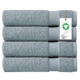 Delara 100% biologisch katoenen handdoeken 650 g/m² pluche veer touch sneldrogende badhanddoek, pak van 4 GOTS-gecertificeerd, Oeko-Tex groen gecertificeerd, biologisch katoenen badhanddoek, 30"X58"