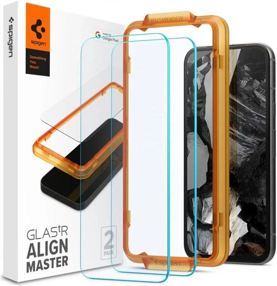 Spigen AlignMaster Geschikt voor Google Pixel 8a - 9H Tempered Glass Screen Protector - Case Friendly - Gemakkelijke Installatie - 2-Pack
