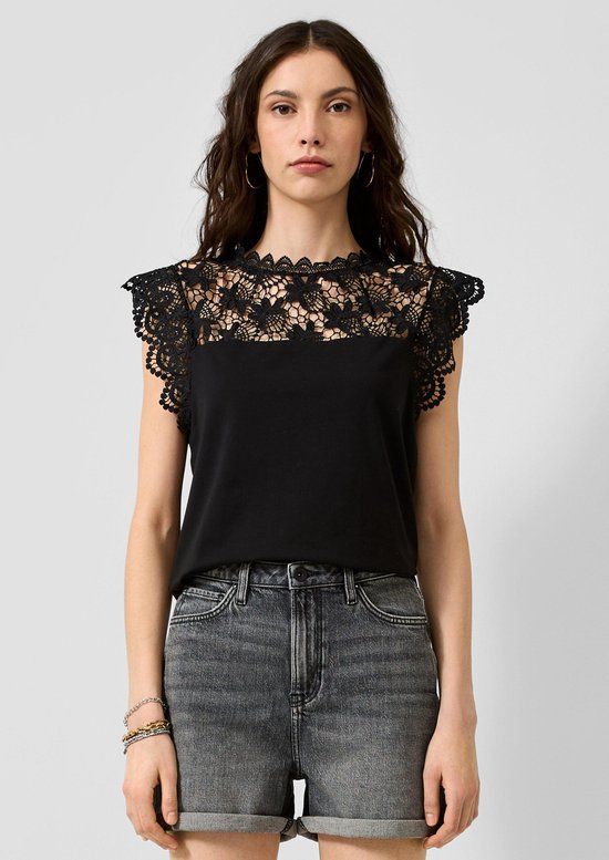 Q/S designed by - Dames t-shirt - Maat L - Vrouwen - ZWART