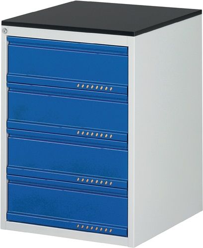 Promat/Tecwerk Schuifladekast | BK 650 | H820xB580xD650mm | lichtgrijs/gentiaanblauw 4 lade | standaard uittrekbaar