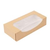 50 Thepack 50 stuks - sushi-verpakkingen + venster 220 g/m2 + Opp 19,7 x 9 x 4,5 cm, bruin, gegolfd nano-microkarton