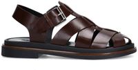 Sacha - Dames - Donkerbruine leren plateau sandalen - Maat 42