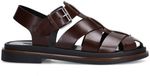 Sacha - Dames - Donkerbruine leren plateau sandalen - Maat 42