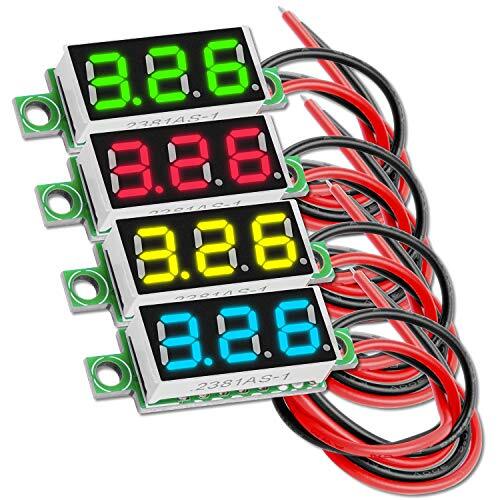 AZ Delivery 0.28 Inch Mini Digitale Voltmeter met 7 Segmenten LED Display 2.5V - 30V, Voltage Display Voltage Meetmodule 4 Kleuren Display compatibel met Arduino Inclusief E-Book!