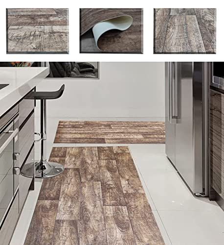 Tadi & Imperio1979 Lang houten tapijt voor keuken van vinyl, antislip, ook voor hal, woonkamer, woonkamer en ingangen.