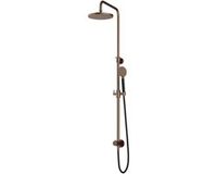 Hotbath Cobber - Stortdoucheset - 200 mm Hoofddouche - 360 mm Hartafstand - Glijstang - Rond Model Handdouche - Verouderd Messing - Verouderd Patina - Opbouw - 1/2 Inch Aansluiting - V01