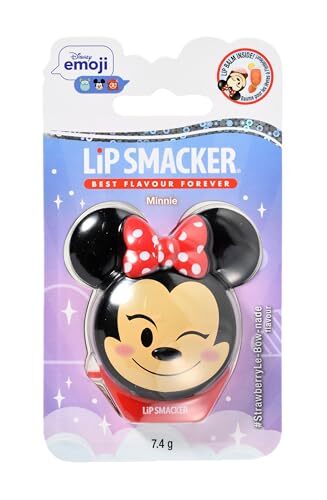 Lip Smacker Lip Smacker Disney Minnie Mouse Emoji Lippenbalsem, Strayberry Limonade Gearomatiseerde Lippenbalsem voor Kinderen, Hydraterend en Verfrissend, Enkele Blister Verpakking
