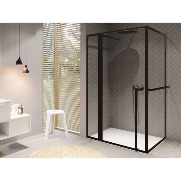 RIHO Lucid GD203 Douchecabine XL 130x100x200cm helder glas mat zwart