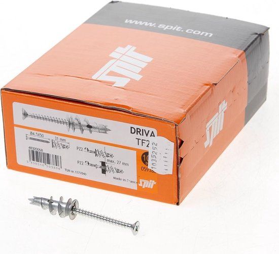 Spit gipsplaatplug Driva TF27 PK-schroef 059380 - 100 Stuks