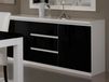 Commode ROMEO 2 portes et 3 tiroirs blanc laqué/noir laqué