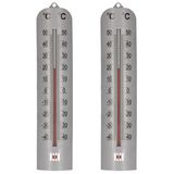 Thermomètre lot de 2 - 27 cm - Argent - Intérieur / Extérieur - Montage mural - Celsius