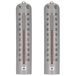 Thermomètre lot de 2 - 27 cm - Argent - Intérieur / Extérieur - Montage mural - Celsius