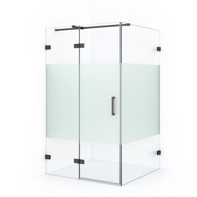 Maxaro Douchecabine Diamond 120x110cm 8mm Helder Veiligheidsglas met Matte Strook Zwart Metaal