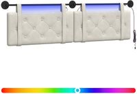 vidaXL Hangend hoofdbord Met LED-verlichting Crèmekleurig Fluweel