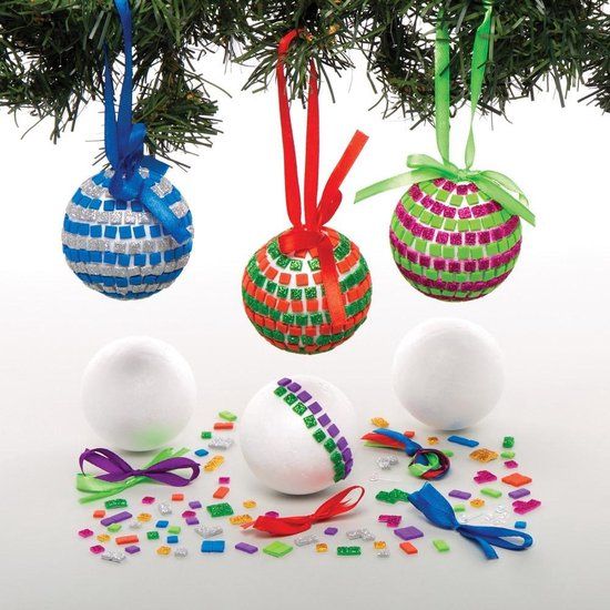 Baker Ross Mozaïek Kerstbal Sets (Set van 4) - Knutselspullen voor de Feestdagen