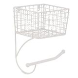 DII Rustieke boerderij badkamer decor, metalen opslag, toiletpapierhouder, antiek wit