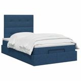vidaXL Ottomanbed met matras en blauwe LED-verlichting, 120 x 200 cm, met stoffen bekleding