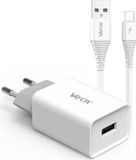 Vayox oplader + kabel VA0051micro | USB 5V 2.1A | MicroUSB-kabel | 1 meter | Wit