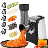 Meykey Fresh Express Elektrische groentesnijder, 150 W, multifunctionele hakmolen 5-in-1 voor groenten, zilverzwart