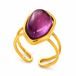 Memphis - Dames ring - Goudkleurig - Grote paarse steen