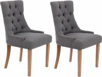 CLP Aberdeen Set van 2 eetkamerstoelen - Zonder armleuning - Hout - Stof - donkergrijs antiek licht