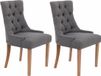 CLP Aberdeen Set van 2 eetkamerstoelen - Zonder armleuning - Hout - Stof - donkergrijs antiek licht