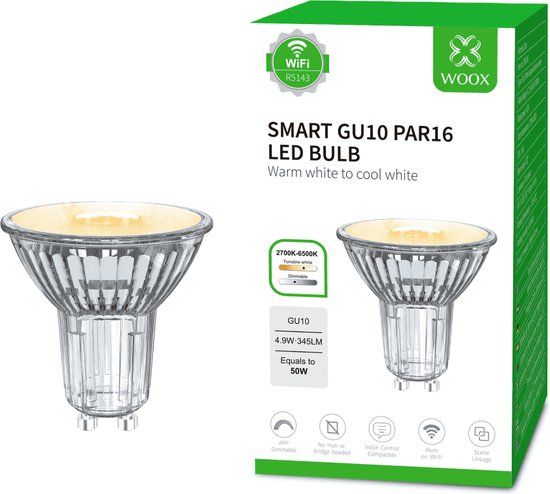 WOOX R5143 Smart GU10 LED Spot - Slim, Dimmable, WiFi Controlled