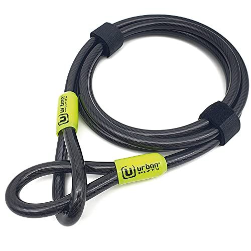 Urban UR462L Stalen Veiligheidskabel voor Fiets Universele Flexibele Ø 10 mm 200 cm Anti-diefstal Dubbele lus om Wielen te Bevestigen Multifunctioneel Step