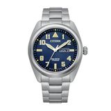 Citizen Heren sport eco-drive horloge 42mm zilver-tone super titanium kast en armband met blauwe wijzerplaat (BM8560-88L)