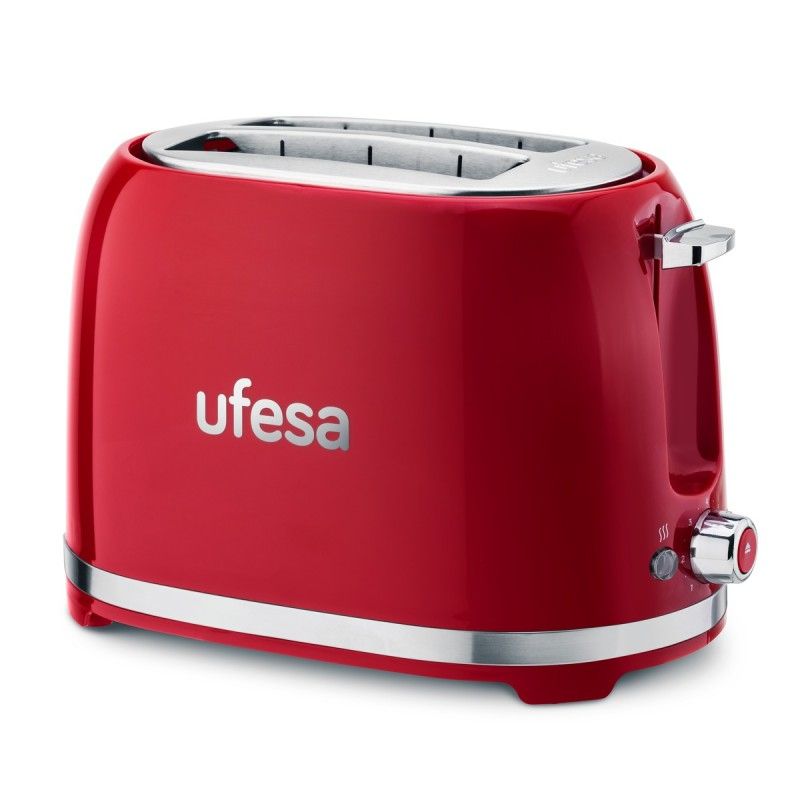 Ufesa Classic PinUp Broodrooster - Rood - 850W - 2 Sneden - 7 Bruiningsstanden