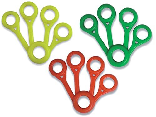 GIMA - vingertrainer, 3-delige set met verschillende weerstandsniveaus, geel/licht, groen/medium, rood/zwaar