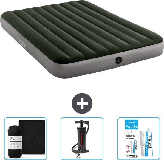 Intex Luchtbed - 2-Persoons - 152 x 203 x 25 cm - Groen - Inclusief Hoeslaken, Pomp en Reparatieset
