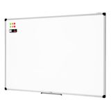 Amazon Basics Tableau Blanc Magnétique Avec Cadre en Aluminium, Porte-Stylos, 6 Aimants, 1 Gomme et 2 Marqueurs Pour une Utilisation au Bureau et à la Maison, Mural, Effaçable à Sec, 120 x 90cm