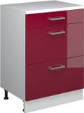 Vicco Uitbreidingscommode Rion, Rode hoogglans/Wit, 60 x 46 cm