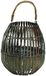 King Home L1766340 Bamboe lantaarn grijs met glas, Ø 25 x H 40 cm