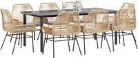 vidaXL 9-delige Tuinset met kussens poly rattan glas bruin