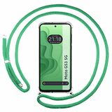 Tumundosmartphone Transparante hanghoes voor Motorola Moto G53 5G met watergroen koord