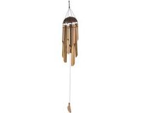 Mega Collections Windgong - rattan - 14 x 45 cm - tuin/balkon - oosterse sfeer