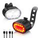 Blendura Led-fietsverlichting, oplaadbaar, 4 + 6 modi, IPX4, zwart | Set voor en achter, montage zonder gereedschap, dag- en nachtzicht voor stads-, straat- en mountainbikes