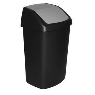 Curver Swing-Top Afvalbak - 50L - Rechthoekig - Zwart/Grijs