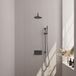 Brauer Gunmetal Carving Thermostatische Regendoucheset Inbouw - Hoofddouche 20 cm - Gebogen Wandarm - Met Drukknoppen - Handdouche Staaf - Doucheslang