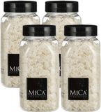 Mica Decorations decoratie steentjes / granulaat - 4x - 650 ml - 4-10 mm - mat wit - siergrind