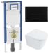 QeramiQ Dely Toiletset - 36.3x51.7cm - Geberit UP720 inbouwreservoir - rimless - diepspoel - 35mm zitting - softclose - metalen bedieningsplaat mat zwart - rechthoekige knoppen - glans wit