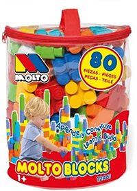 M MOLTO Molto 12461 Speelgoedtas met 80 speelblokken, rood