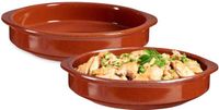 La Dehesa Tapas ovenschaal / serveerschaal - 2x - rond - Spaans terracotta/aardewerk - D28 x H6 cm - Klassieke stijl