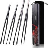 Pinces et spatules de cuisine - 4 pièces - Acier inoxydable - 30,5 cm et 25,5 cm - Noir