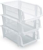 PlasticForte Stapelbare opbergmand - 4x - wit - 20L - kunststof - 43 x 32 x 16 cm